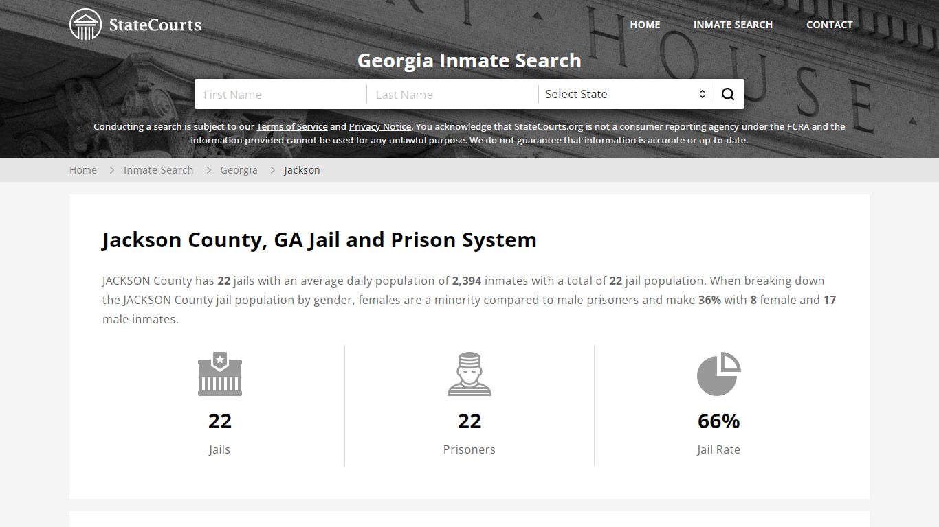 Jackson County, GA Inmate Search - StateCourts